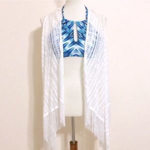 Landry Fringe Swim Coverup White OS